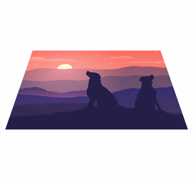 Gün batımı ve köpek vinil servis altlıkları - TenStickers