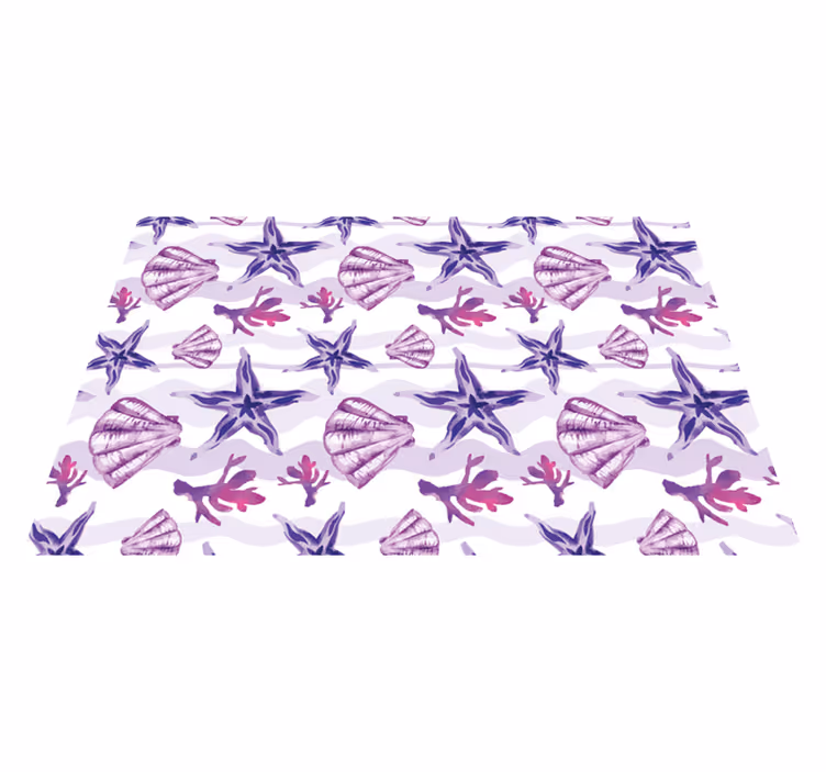Mor deniz kabuğu ve denizyıldızı deniz kabuğu placemats - TenStickers