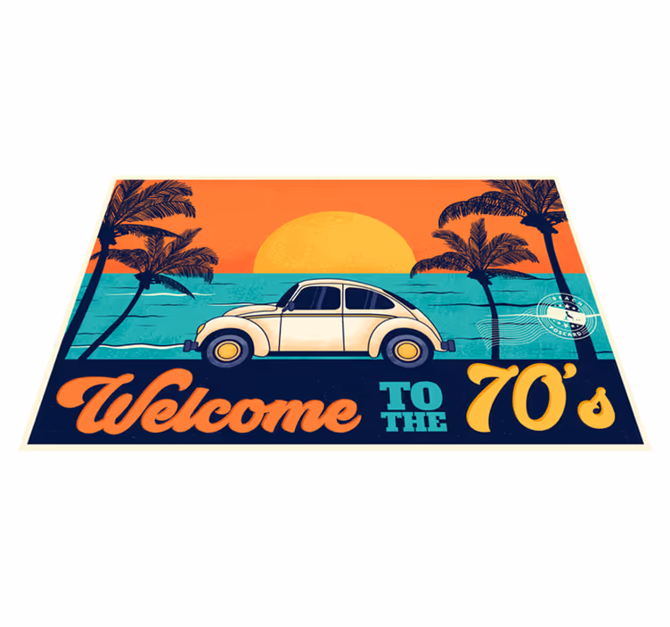 Zarif amerikan servis - retro 70'ler plaj manzarası - TenStickers