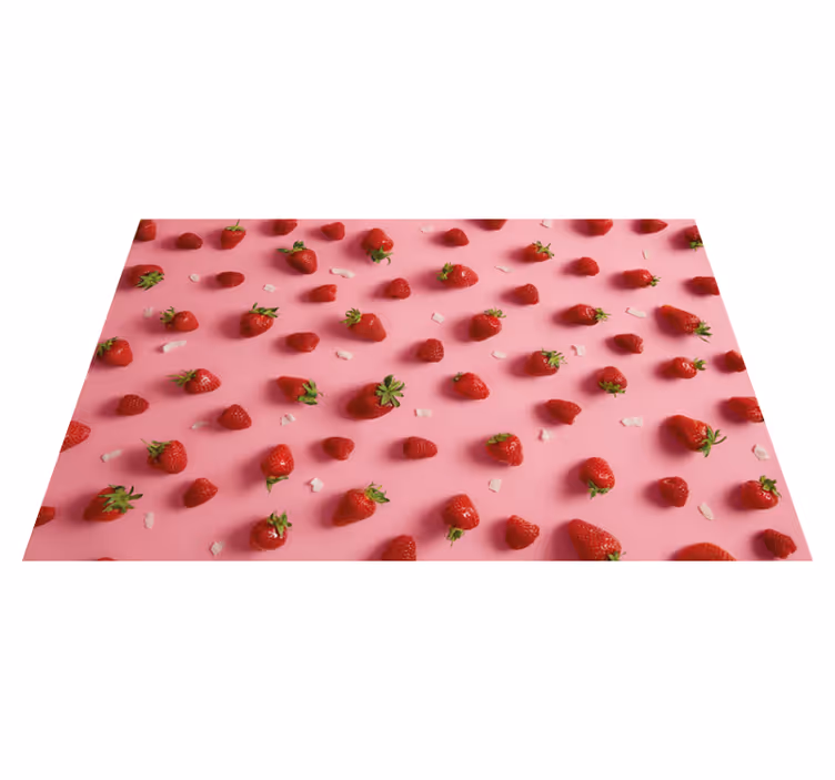çilek placemats ile pembe arka plan - TenStickers