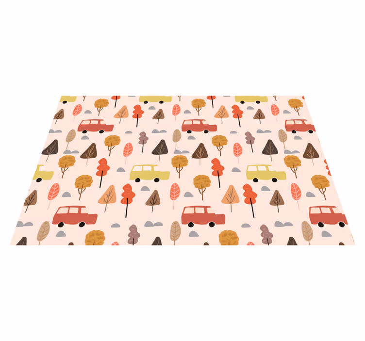 Ağaçlı kırmızı araba çocuk placemats - TenStickers