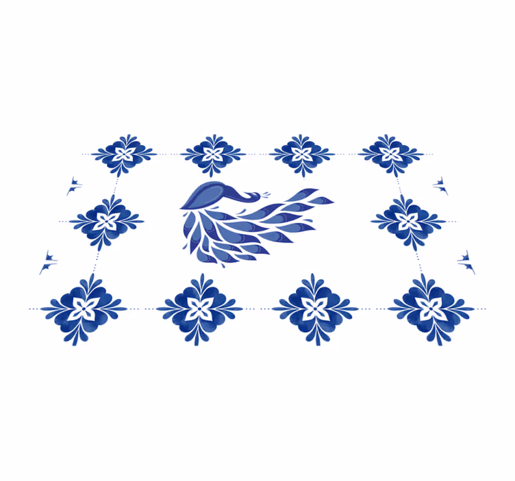 Orijinal amerikan servis - tavuskuşu Çiçek motifi - TenStickers