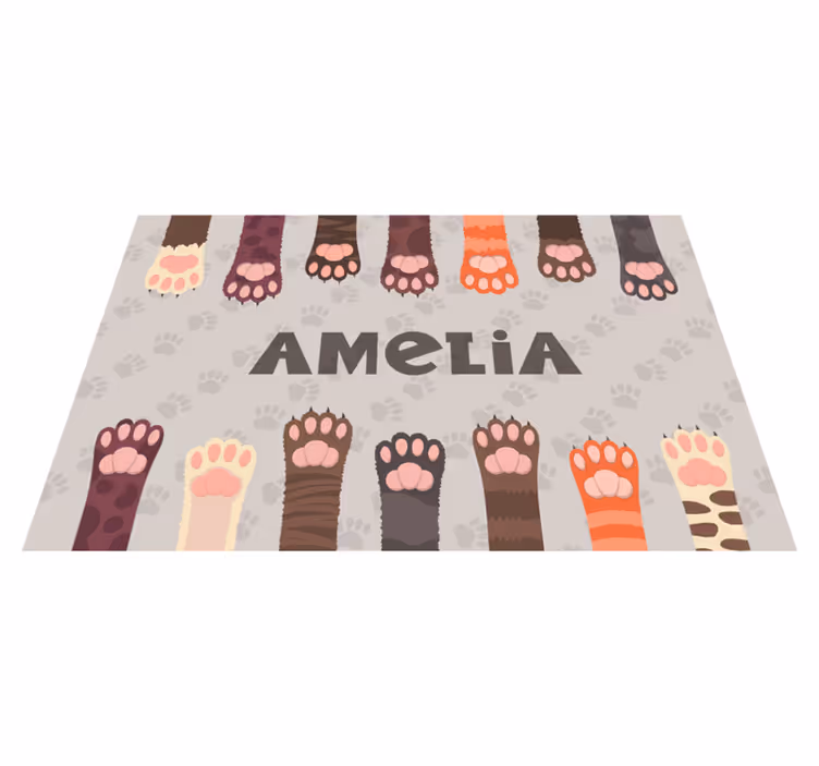 çok renkli kediler pençeleri kişiselleştirilmiş placemats - TenStickers