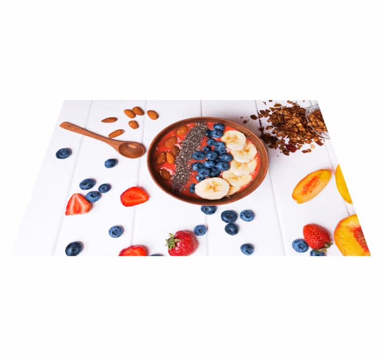 Ahududu vinil placemats ile güler yüzlü kase - TenStickers