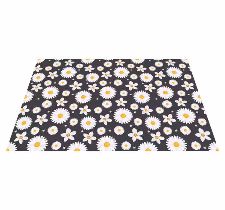 Siyah arka plan modern placemats üzerinde papatyalar - TenStickers