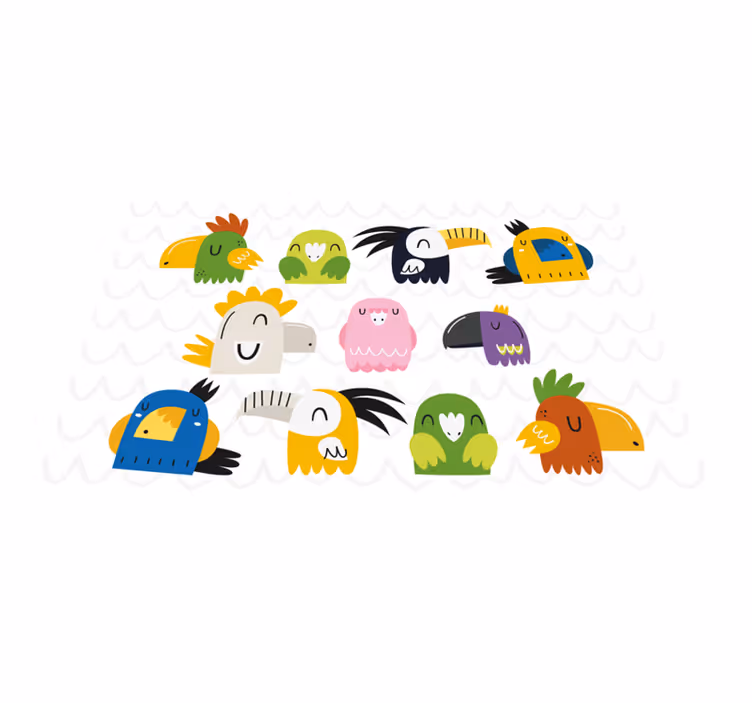 Çocuk amerikan servis renkli kuş başları - TenStickers