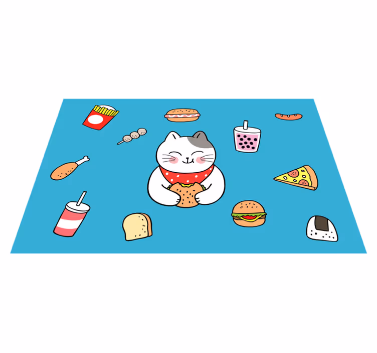Güzel yemek yiyen kedi çocuk placemats - TenStickers
