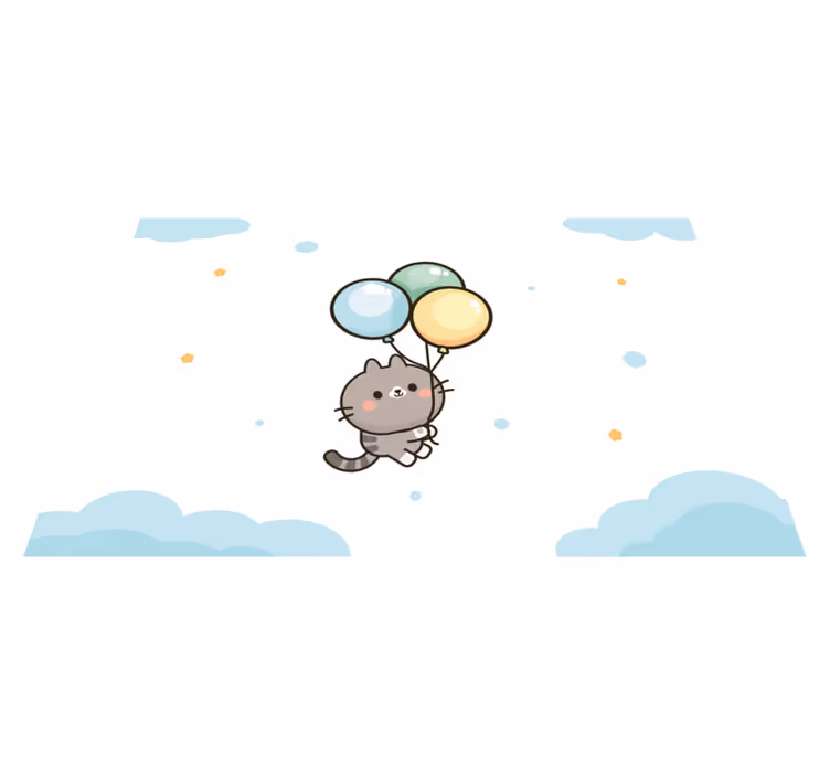 Kedi ve balonlar çocuk placemats - TenStickers