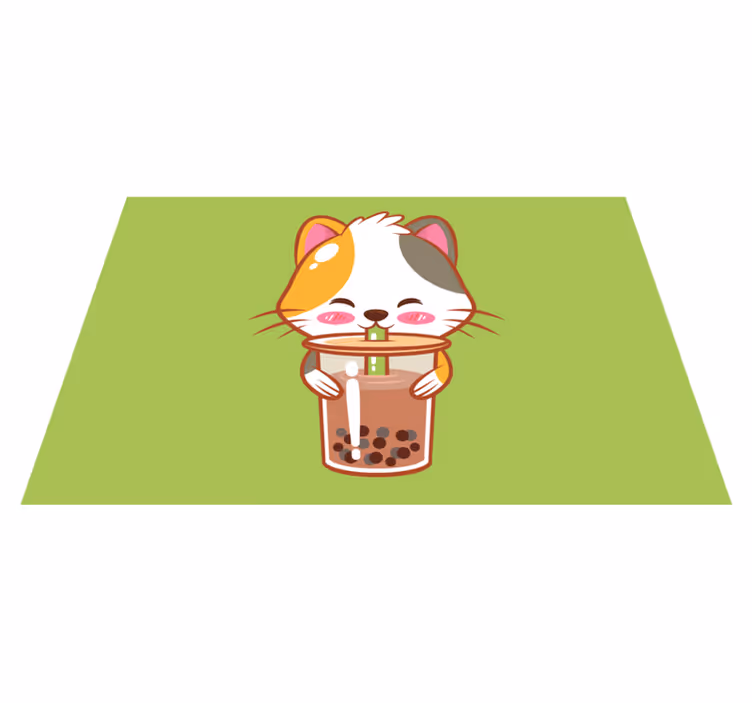 çikolata içen kedi çocuk placemats - TenStickers