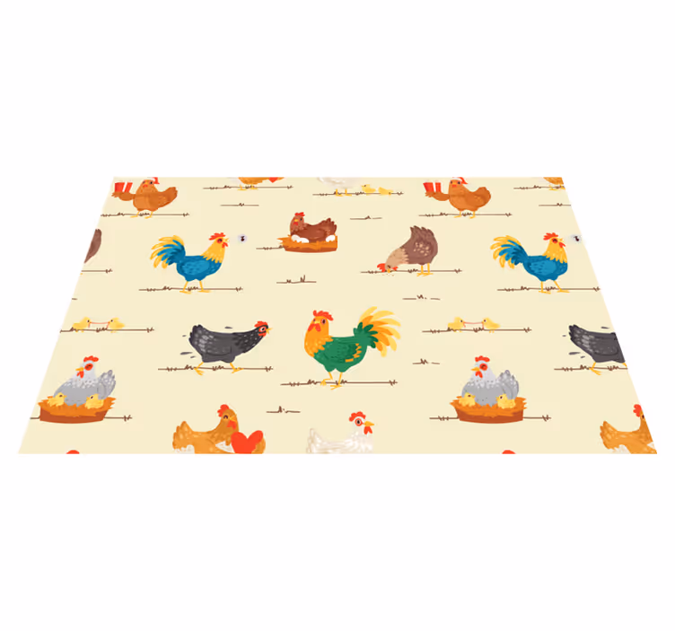 Tavuk çizgi film deseni vinil placemats - TenStickers