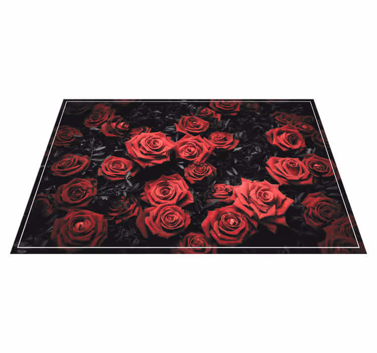 Kırmızı güllü siyah beyaz orijinal placemats - TenStickers