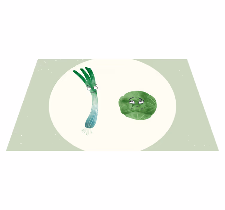 Pırasa ve brüksel lahanası illüstrasyon placemats - TenStickers
