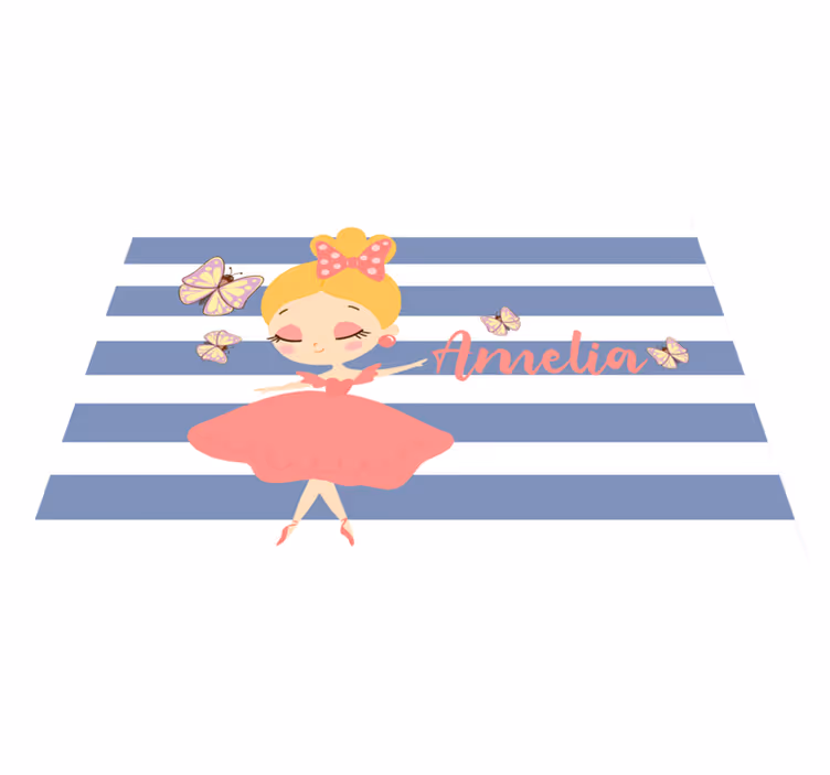 Pembe elbiseli prenses kelebekler placemats - TenStickers