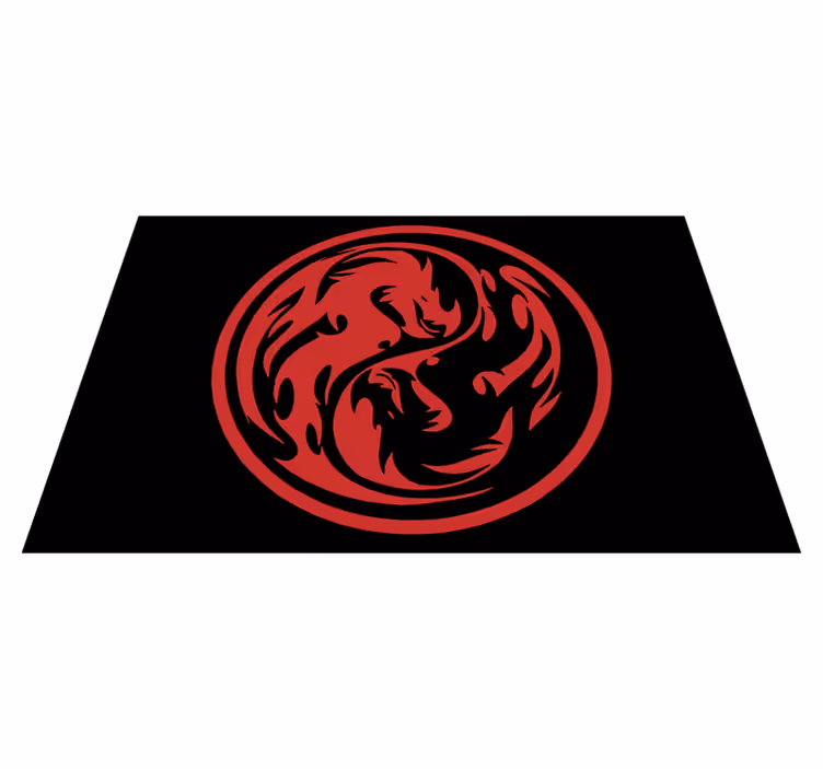 Siyah ve kırmızı ejderha yin yang modern placemats - TenStickers