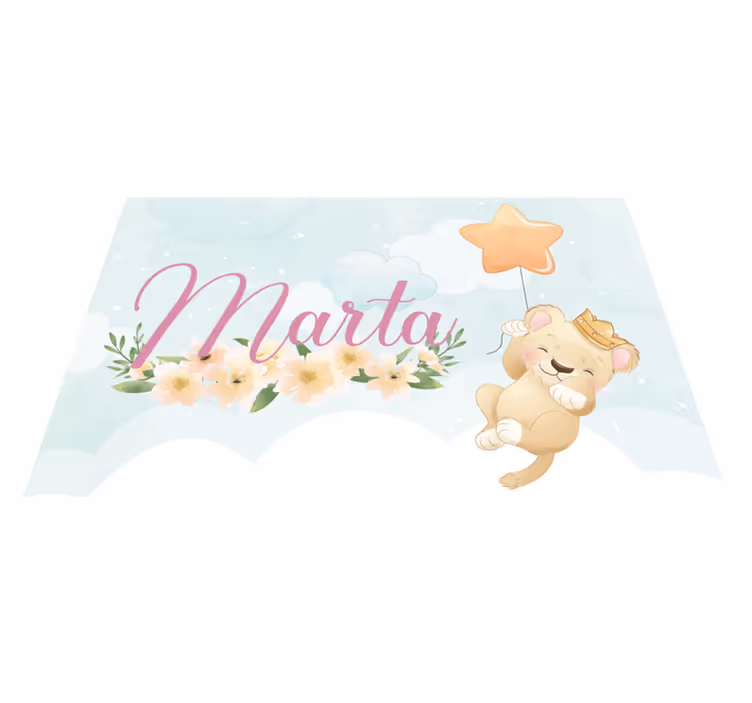 Çocuk amerikan servis sevimli aslan balon tutuyor - TenStickers