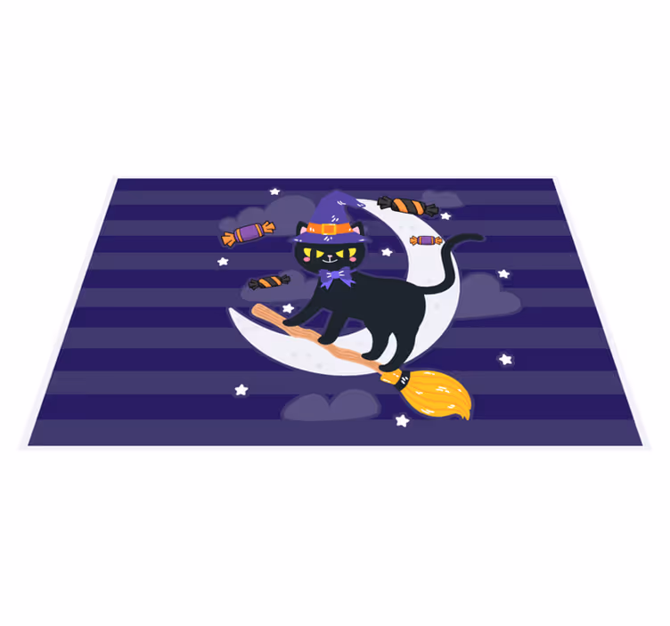 Cadılar bayramı amerikan servis sihirli kedi süpürgesi - TenStickers