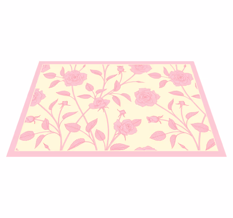 Pembe arka plan servis altlığı üzerinde vintage küçük güller - TenStickers