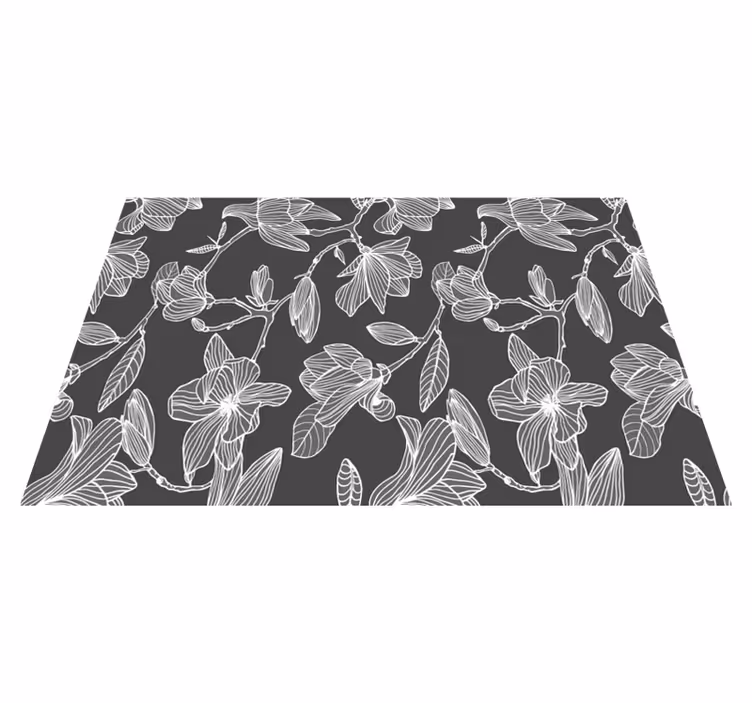 Beyaz ve gri manolya çiçek tasarım placemats - TenStickers