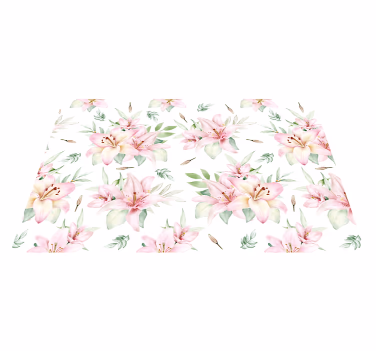 Pembe sulu boya lilyum çiçek tasarım placemats - TenStickers