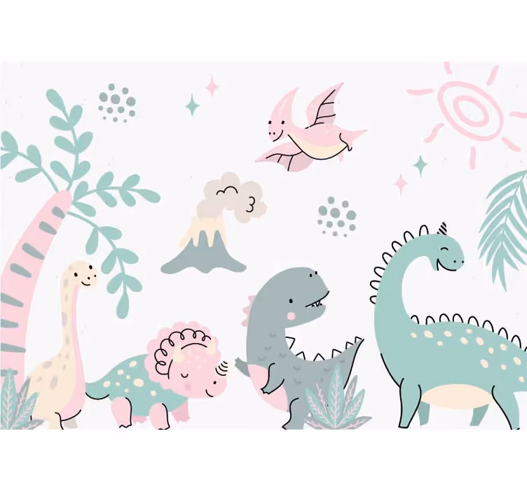 Pastel dinozorlar kreş duvar reslim - TenStickers