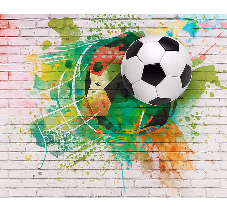 çok renkli futbol topu genç yatak odası duvar reslim - TenStickers