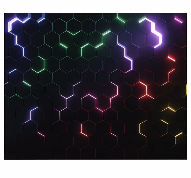 Neon 3d altıgenler genç yatak odası duvar reslim - TenStickers