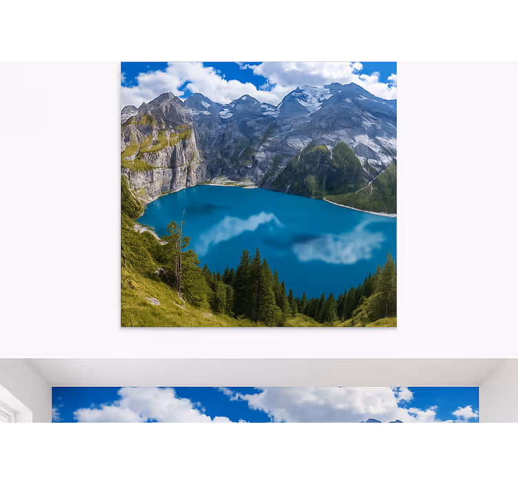 Altın gün batımı dağları dağ duvar resim - TenStickers