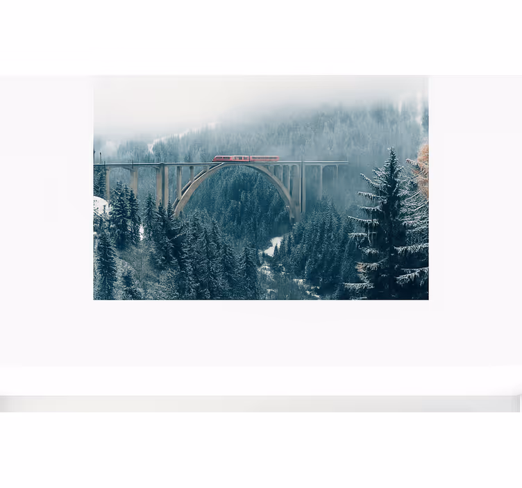 İsviçre alpleri'ni geçen tren dağ duvar resim - TenStickers