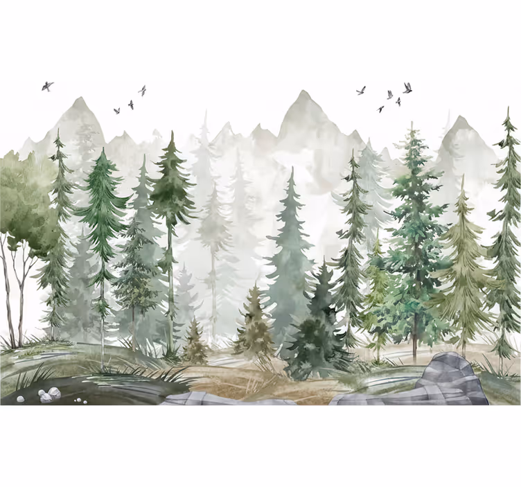 Orman duvar resmi nordic Çam minimal - TenStickers