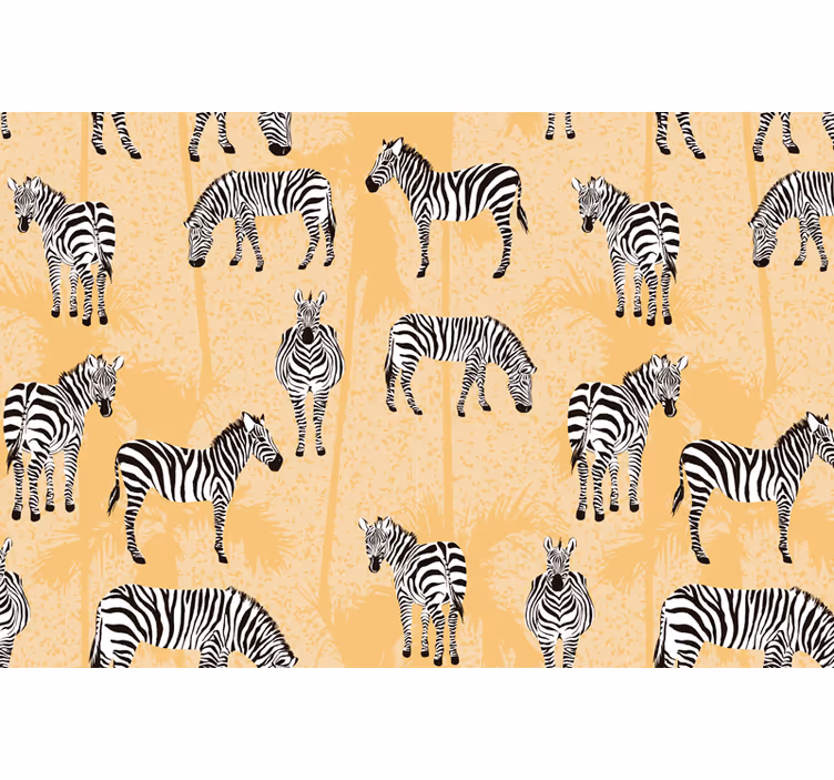 Afrika tarzı duvar resmi zebra ve palmiye - TenStickers