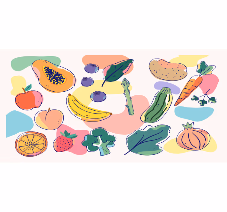 Mutfak duvar reslim renkli meyveler - TenStickers