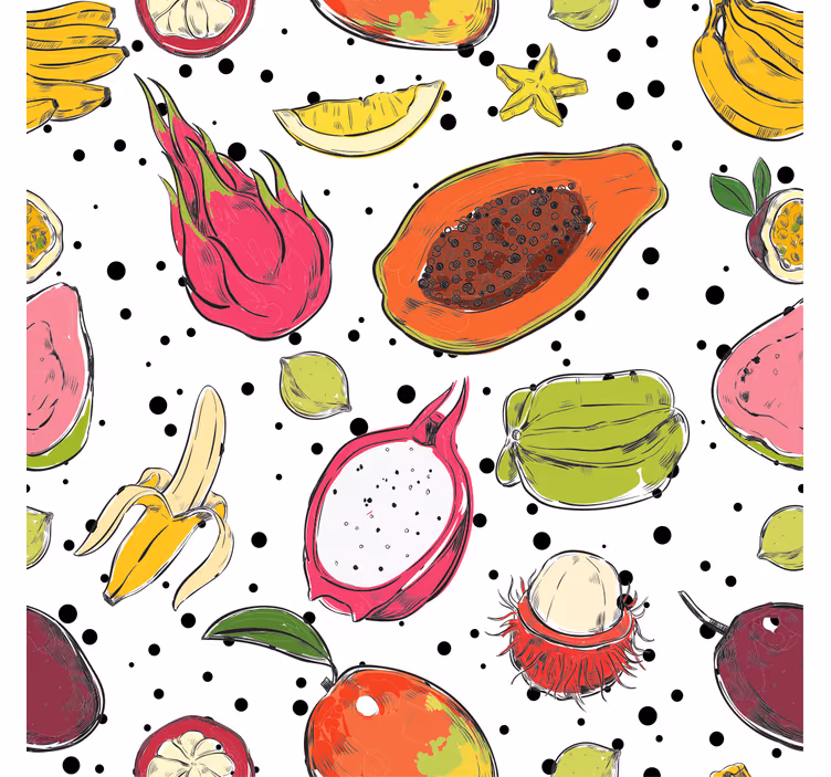 Mutfak duvar reslim renkli egzotik meyveler - TenStickers