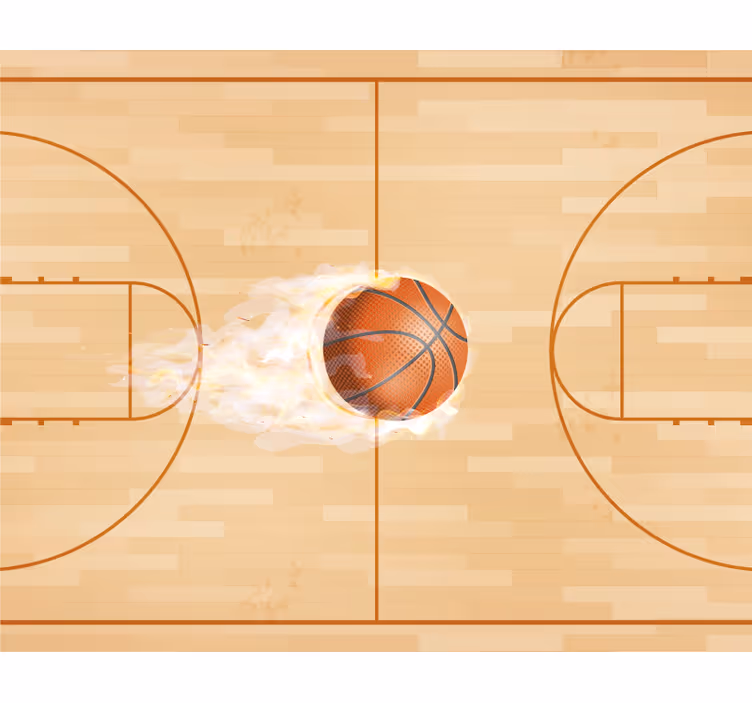 Bej duvar reslim basketbol sahası - TenStickers