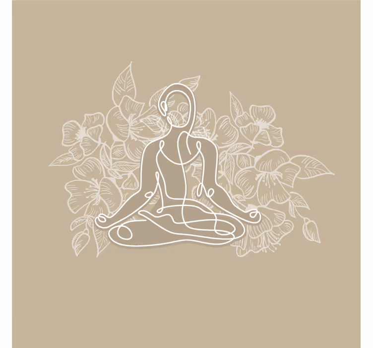 Bej duvar reslim meditasyon yapan kadın yoga matı - TenStickers