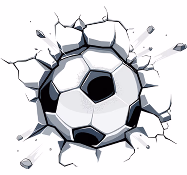 Beyaz duvar resmi 3d çocuk futbolu - TenStickers
