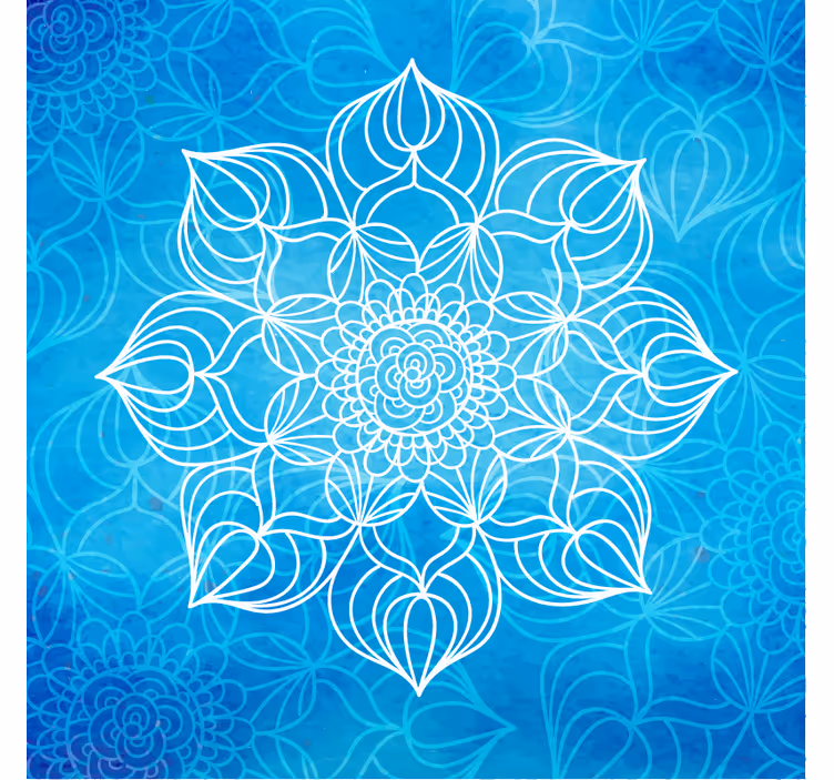 Mavi duvar reslim - mavi boya sıçramalı mandala - TenStickers
