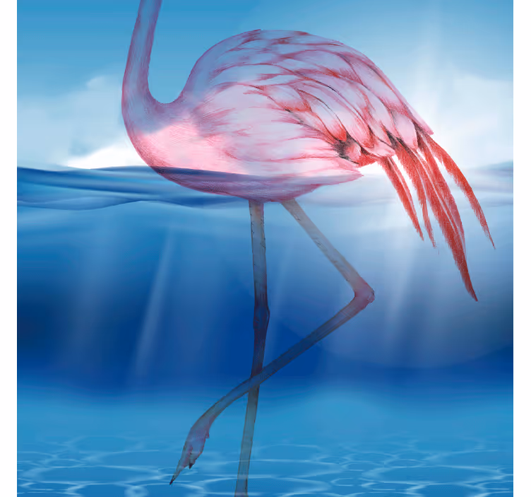 Mavi duvar reslim flamingo su altı tasarımı - TenStickers