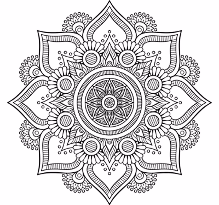Beyaz duvar resimi mandala çiçek desenleri - TenStickers