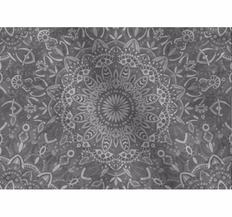 Gri duvar resmi - karmaşık mandala deseni - TenStickers