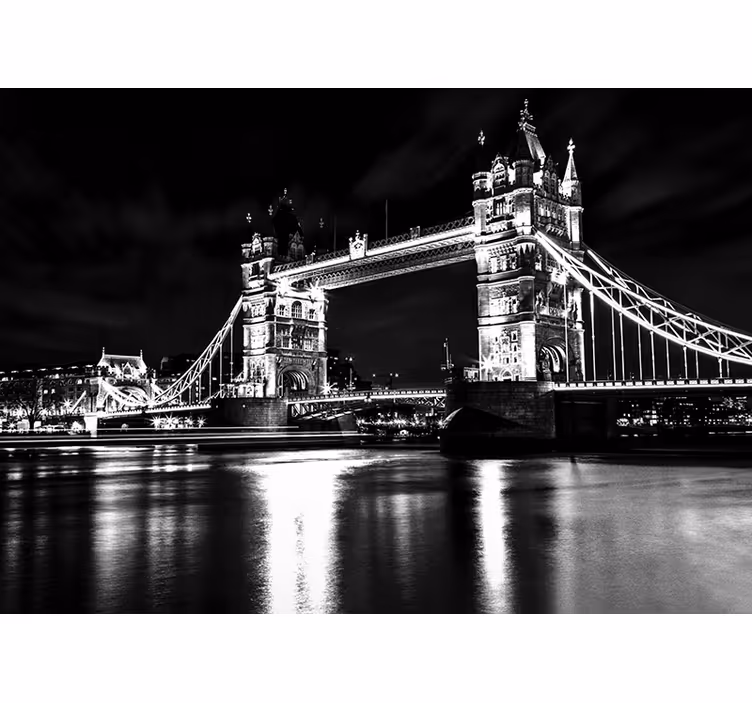 Siyah duvar resmi london bridge gece - TenStickers
