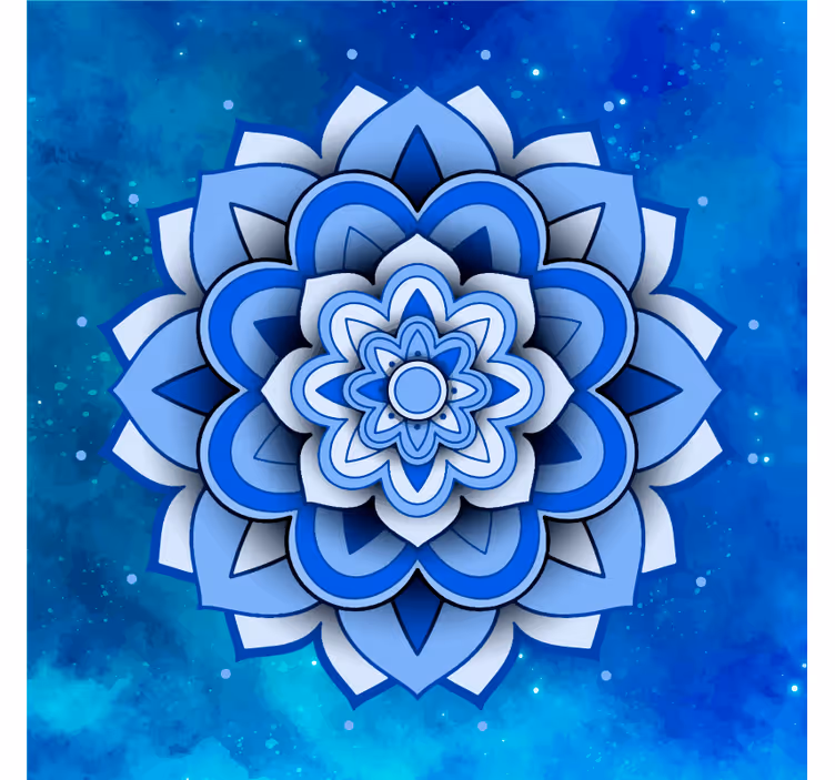 Mavi duvar reslim - mandala çiçekli mavi - TenStickers