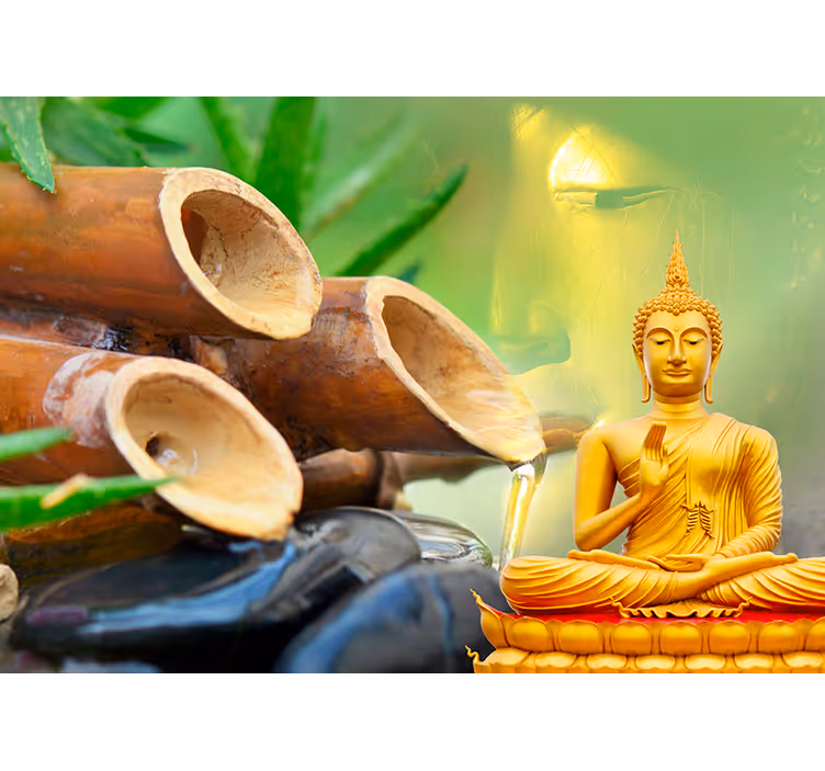 Su buda duvar resmi ile altın buda - TenStickers