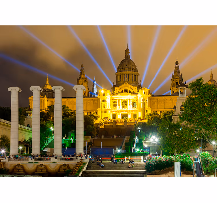 Saray montjuic gece şehir duvar resmi - TenStickers