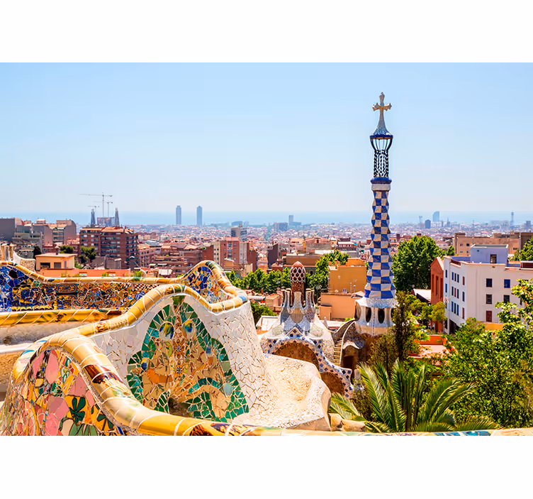 Deniz manzarası at park güell barcelona duvar resmi - TenStickers