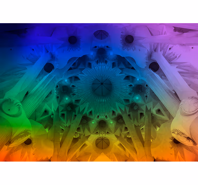 Renkli sagrada familia şehir duvar resmi - TenStickers