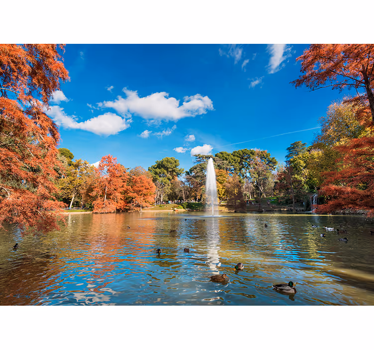 Retiro park sonbahar şehir duvar resmi - TenStickers