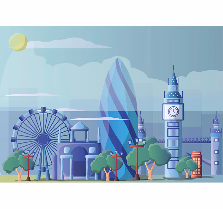Londra mavi çocuk odası duvar resmi - TenStickers