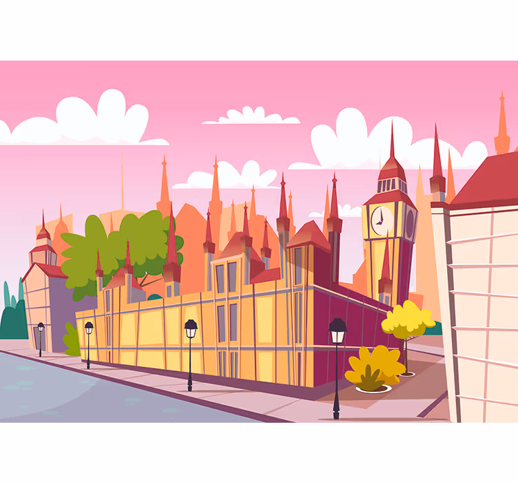 çocuk pembe londra duvar resmi - TenStickers
