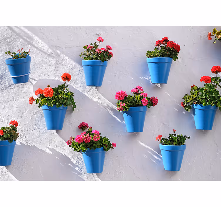 Mavi çiçeklikler duvar resmi - TenStickers