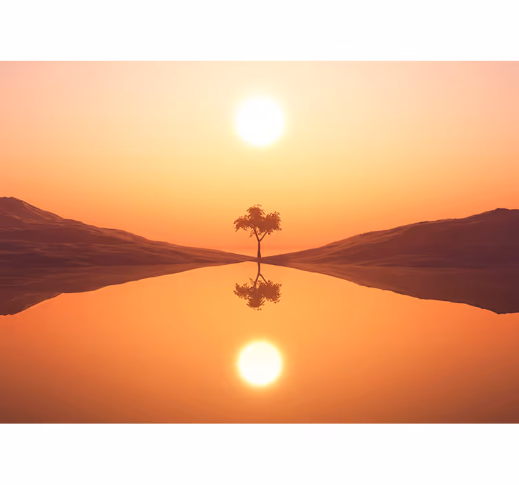 Ağaç günbatımı ağaç duvar resmi - TenStickers